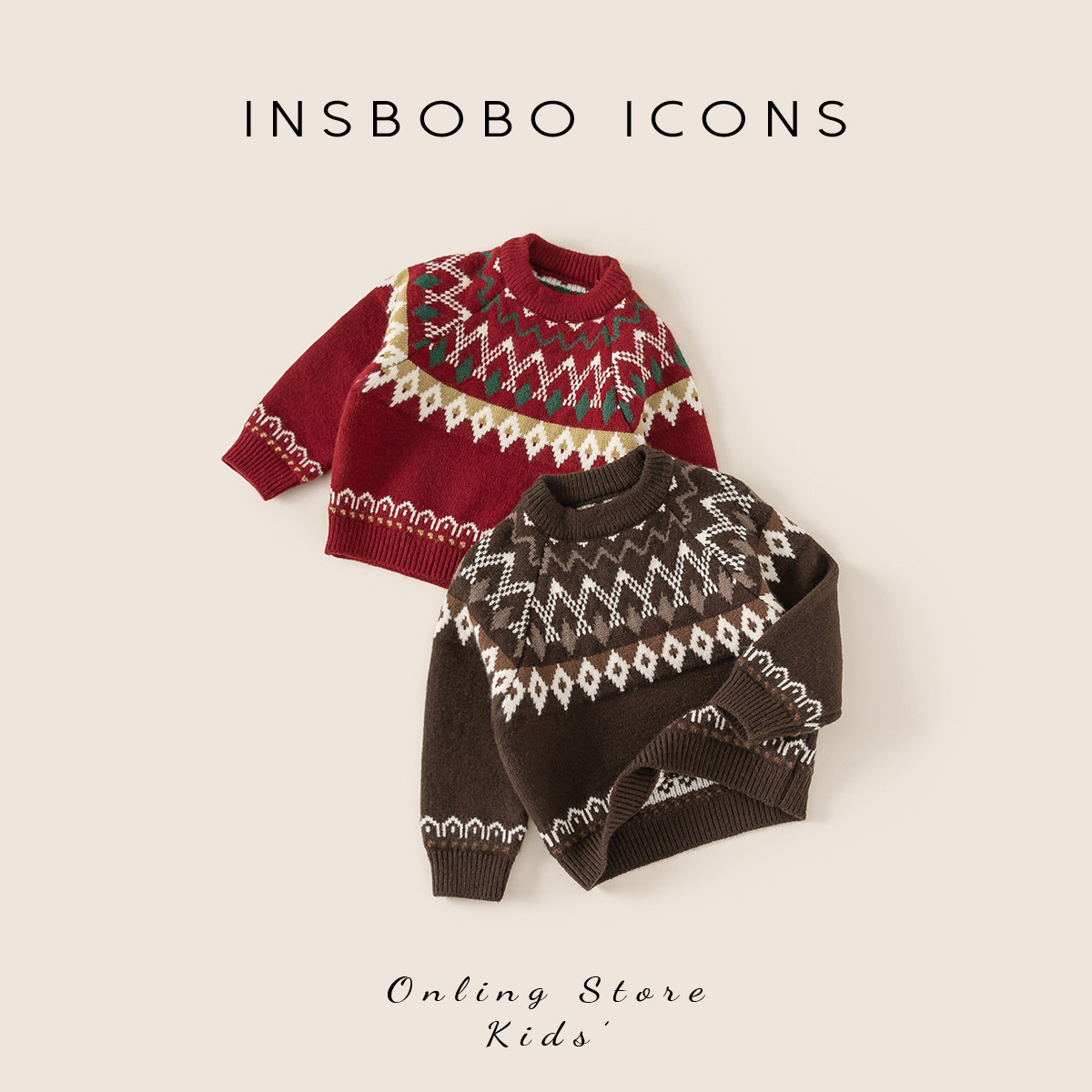 儿童毛衣红色女童针织衫加厚男童上衣冬季宝宝衣服圣诞儿童服装潮