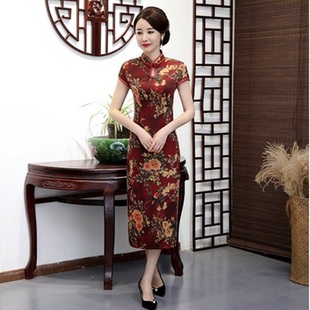 新式改良旗袍夏季新款女中长款中国风优雅日常中年妈妈复古连衣裙