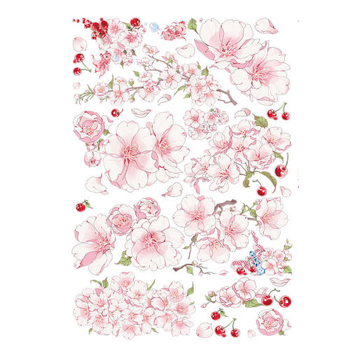 2022新品三渡花花手帐贴纸本和纸胶带造景装饰风樱花手账素材贴纸