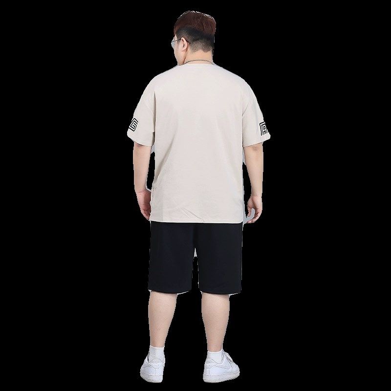 休闲套装男夏季新款胖子大码男装男士宽松短裤短袖高级感穿搭套装