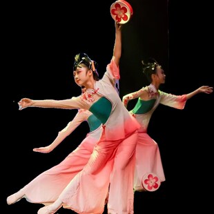 唯舞独尊荷花奖绣影叠香胶州秧歌绣花鼓古典群舞蹈飘逸儿童演出服