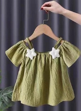 女童T恤短袖薄款2024夏季新款蝴蝶结洋气时尚小衫儿童女宝宝上衣
