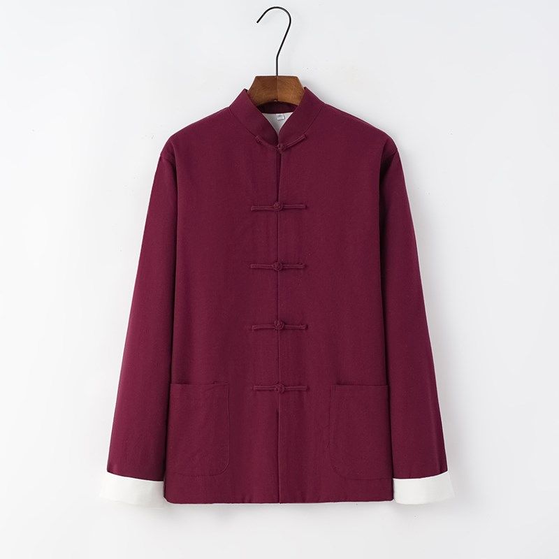 唐装男纯棉老粗布双层外套中式服装中国风复古盘扣上衣禅修居士服,男装,唐装,淘宝优惠券,粉丝福利购,淘宝优惠卷