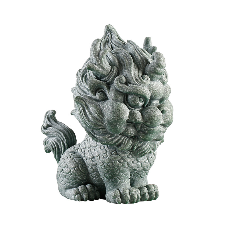 青砂石石狮子小号新中式中国风桌面摆件创意鱼缸盆景造景小摆设