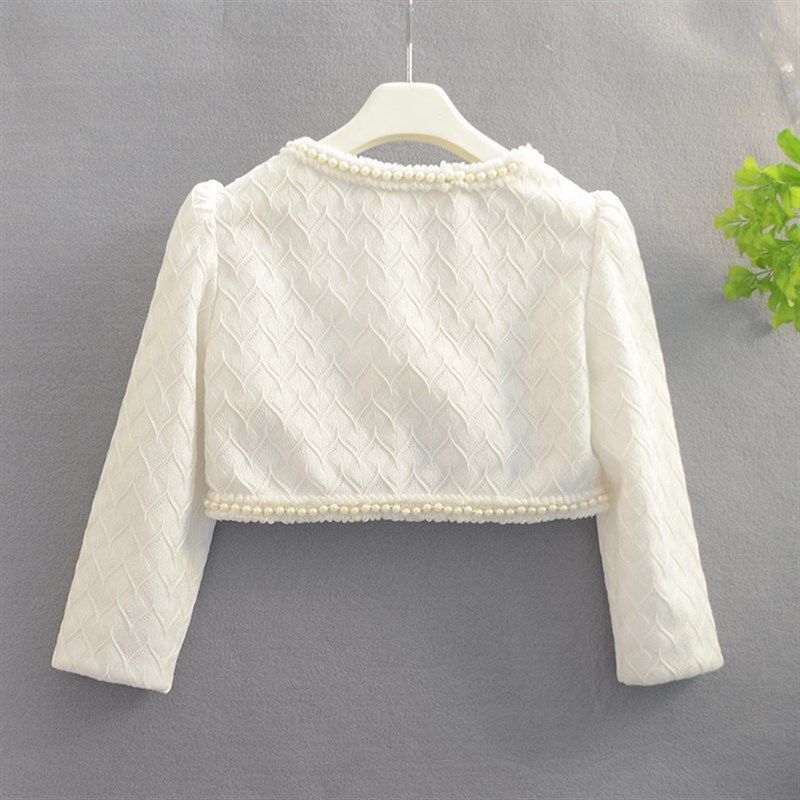 女童白色披肩小外套2020秋冬儿童加绒加厚公主外搭开衫礼服裙披风