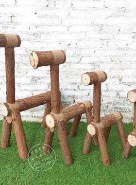 创意木头马仔实木手工小木马造型造景装饰道具田园风格森林系列