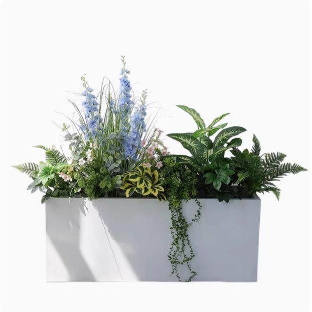 不锈钢花箱户外组合花池市政树箱长方形花槽成品花架铁艺花坛