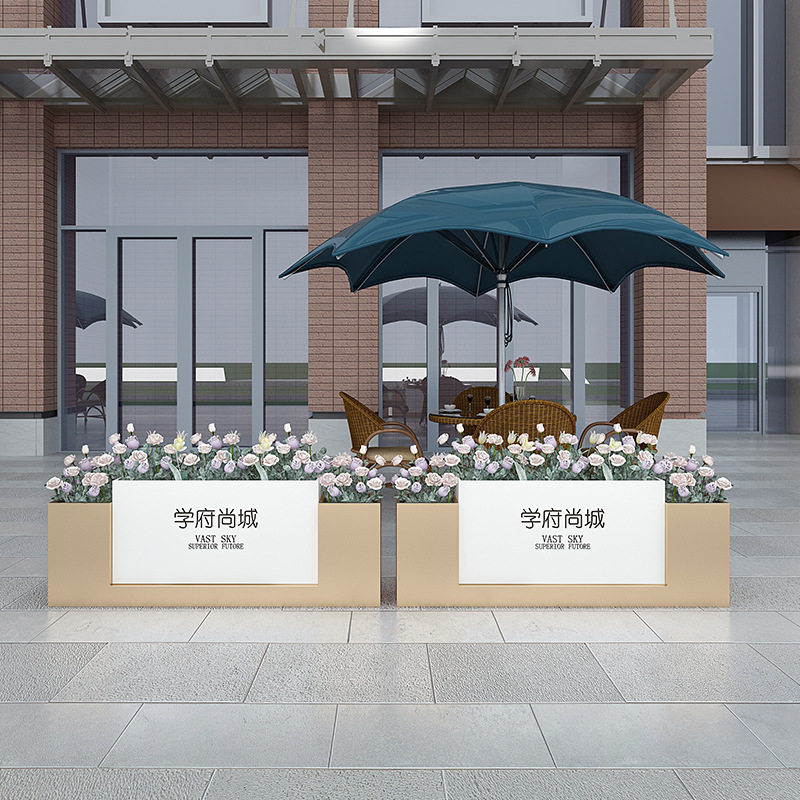 户外花箱铁艺庭院种植箱广场商业街道市政路边花坛不锈钢室外花槽