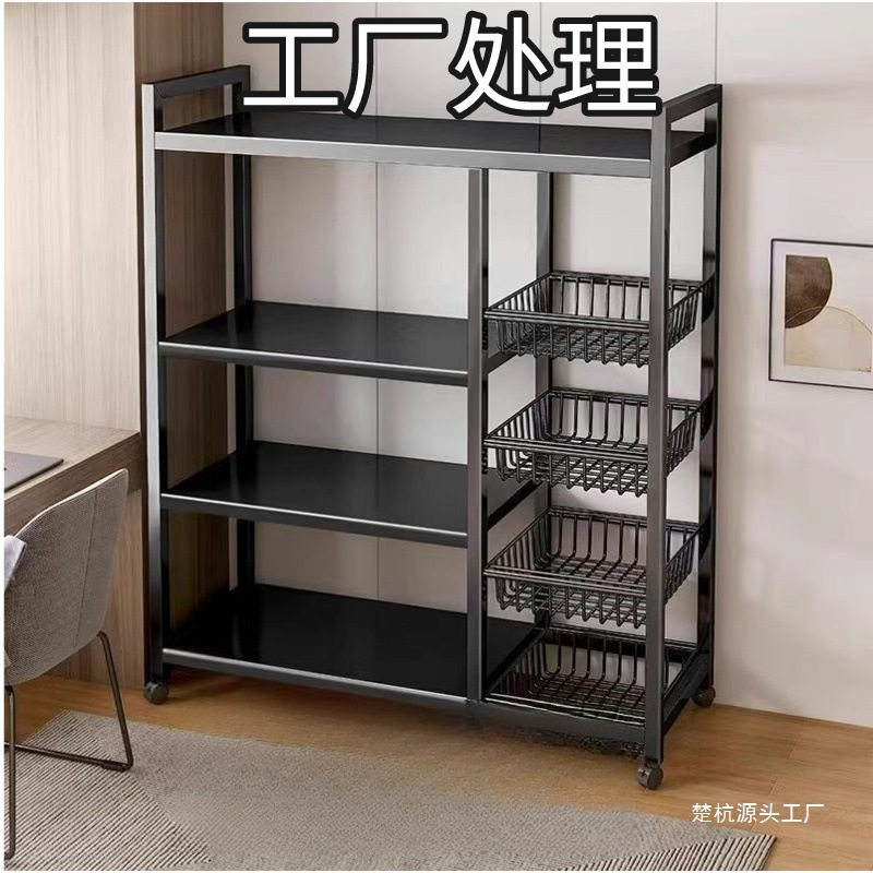 收纳架储物滚轮特厚厨房置物架落地加粗超厚多层微波炉加厚多功能