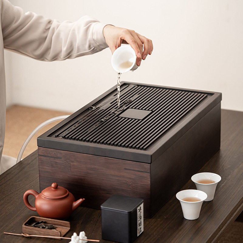 茶盘多功能茶具收纳盒一体小型家用茶台海简约储物竹制竹盒干泡盘