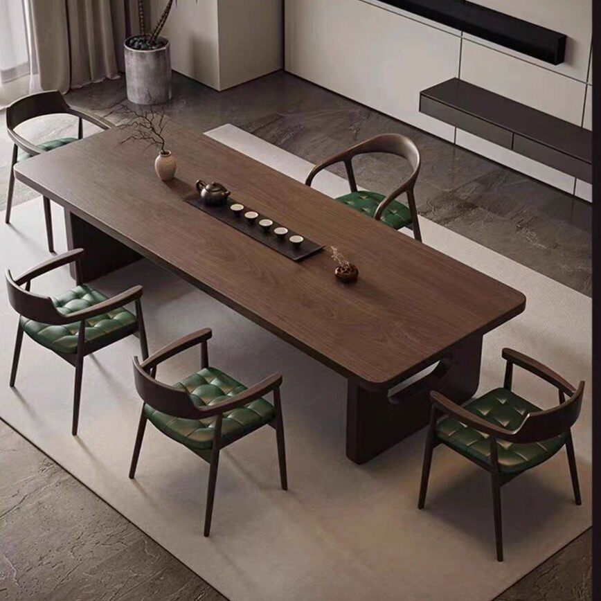 北欧全实木餐桌家用客厅吃饭桌子办公室聚餐多人长方形餐桌椅组合