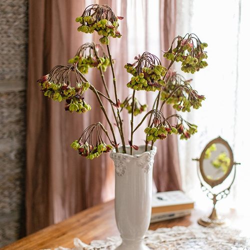 仿真轮珠干花客厅餐桌文艺装饰摆设室内插花艺落地花瓶摆件