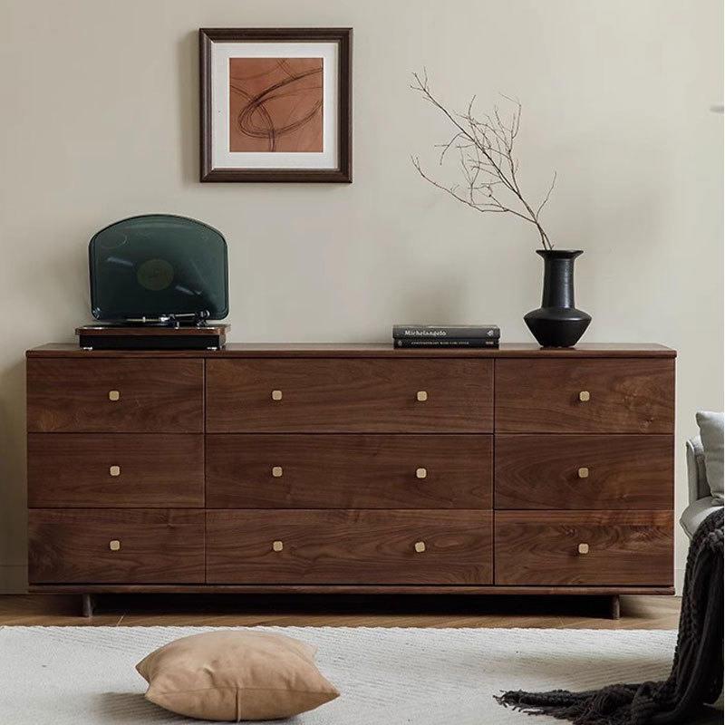 北美黑胡桃木九斗柜全实木北欧客厅边柜储物收纳抽屉柜卧室床尾柜