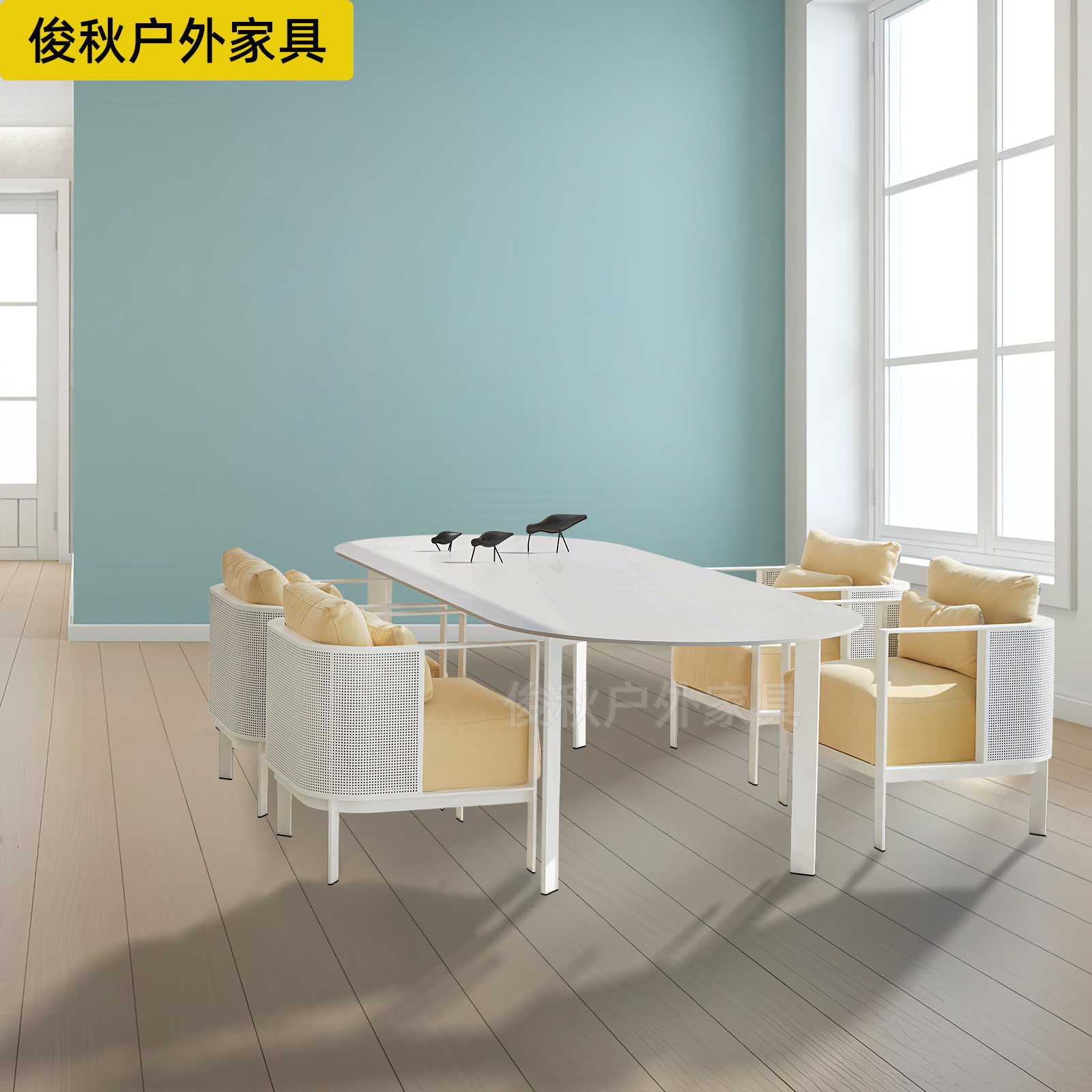 北欧户外庭院铝合金防水防晒沙发露天花园桌椅样板房高端室外家具
