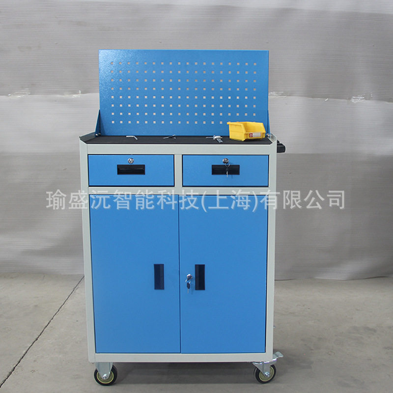 重型多功能工具柜汽保维修储物柜双抽对开门抽屉式机床挂板工具车