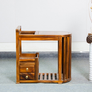 胡桃木半圆茶水柜现代简约中式民宿客厅阳台小储物实木小茶柜批发