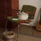 北欧单人椅子中古餐椅家用小户型靠背椅阳台木森椅柏林复古沙mω