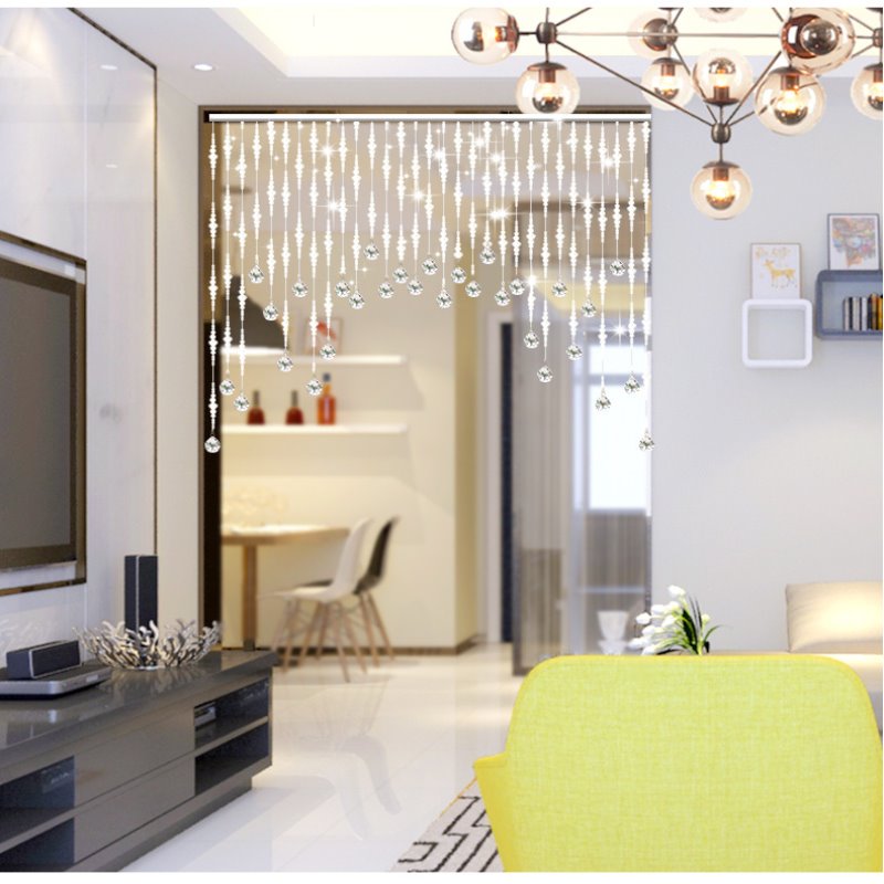 水晶珠帘欧式客厅玄关过道餐厅隔断帘子卫生间家用装饰门帘免打孔