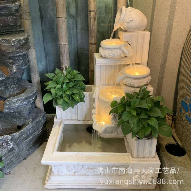 欧式喷泉流水鱼池摆件户外喷泉别墅花园水景装饰品工艺品庭院假山