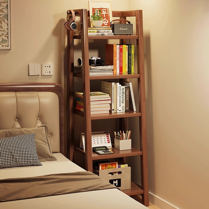 实木书架落地置物架客厅靠墙储物柜卧室床边墙角不占地方简易书柜