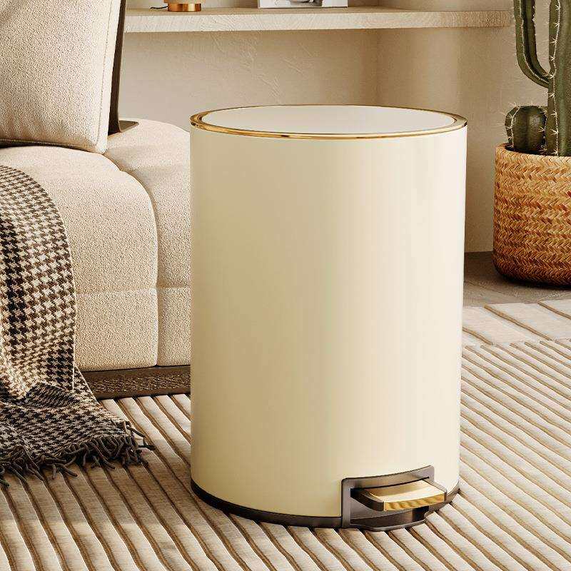 垃圾桶家用不锈钢客厅厨房大容量卫生间脚踩带盖2026新款奶油夷陵