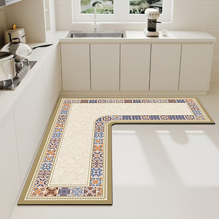 厨房L形硅藻泥地垫轻奢高级感吸水吸油防滑垫耐脏易打理速干脚垫