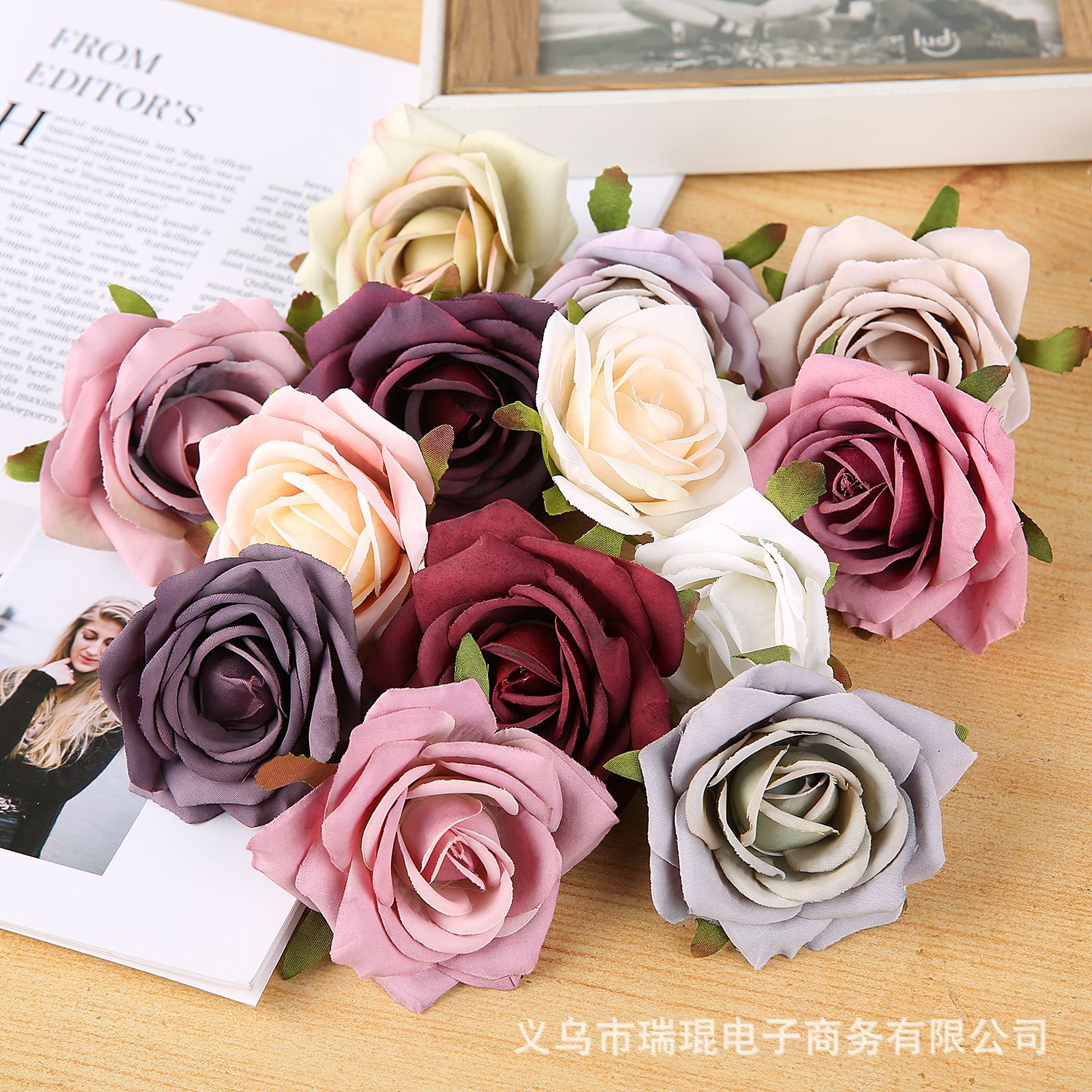 仿真高档欧式复古玫瑰花头 DIY手工艺品材料 摄影道具婚庆装饰