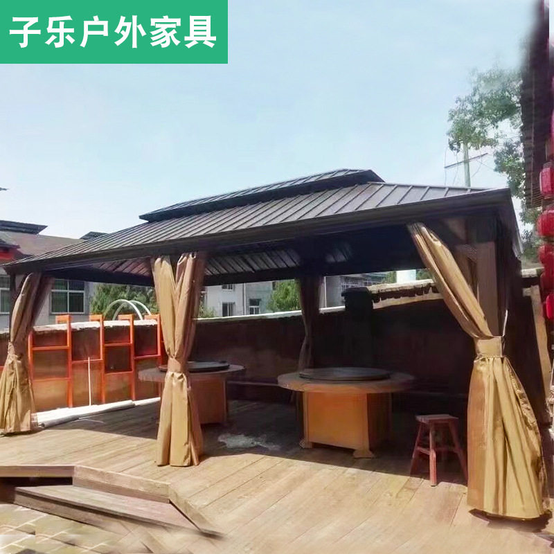户外凉亭花园庭院遮阳棚遮雨棚铝合金室外别墅木屋新中式四角亭子