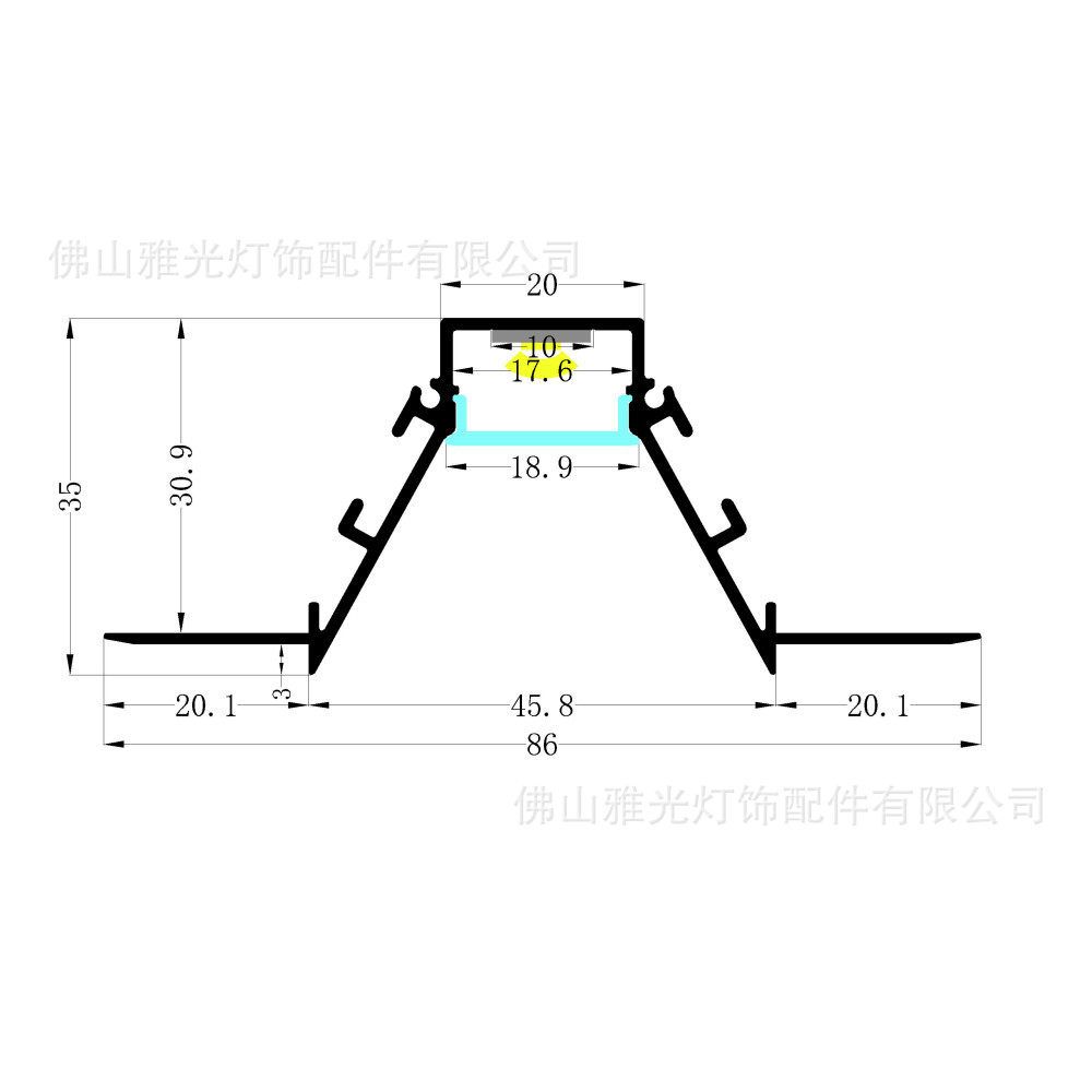 500+款现货天花吊顶铝槽灯