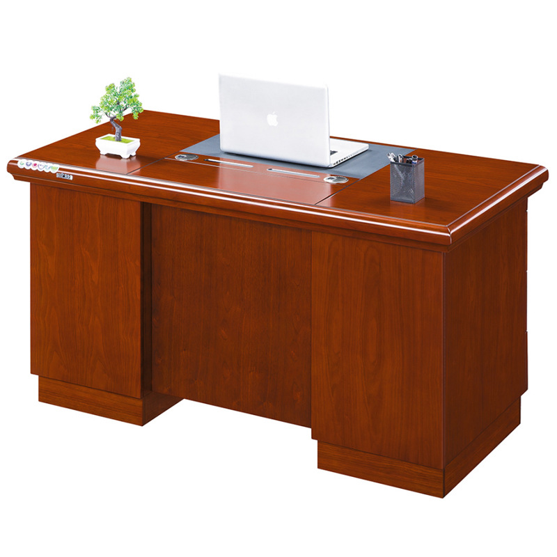 中式办公电脑桌油漆单人写字台经理办公桌学校单位办公台贴木皮