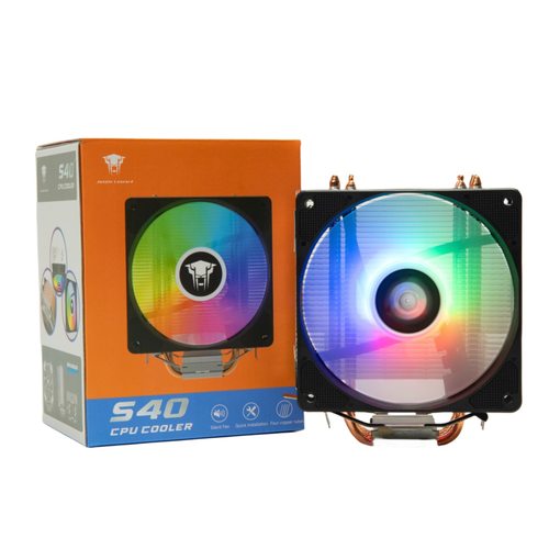 丛林豹S40电脑CPU散热器四铜管炫彩灯光台式机箱静音12cm静音风扇