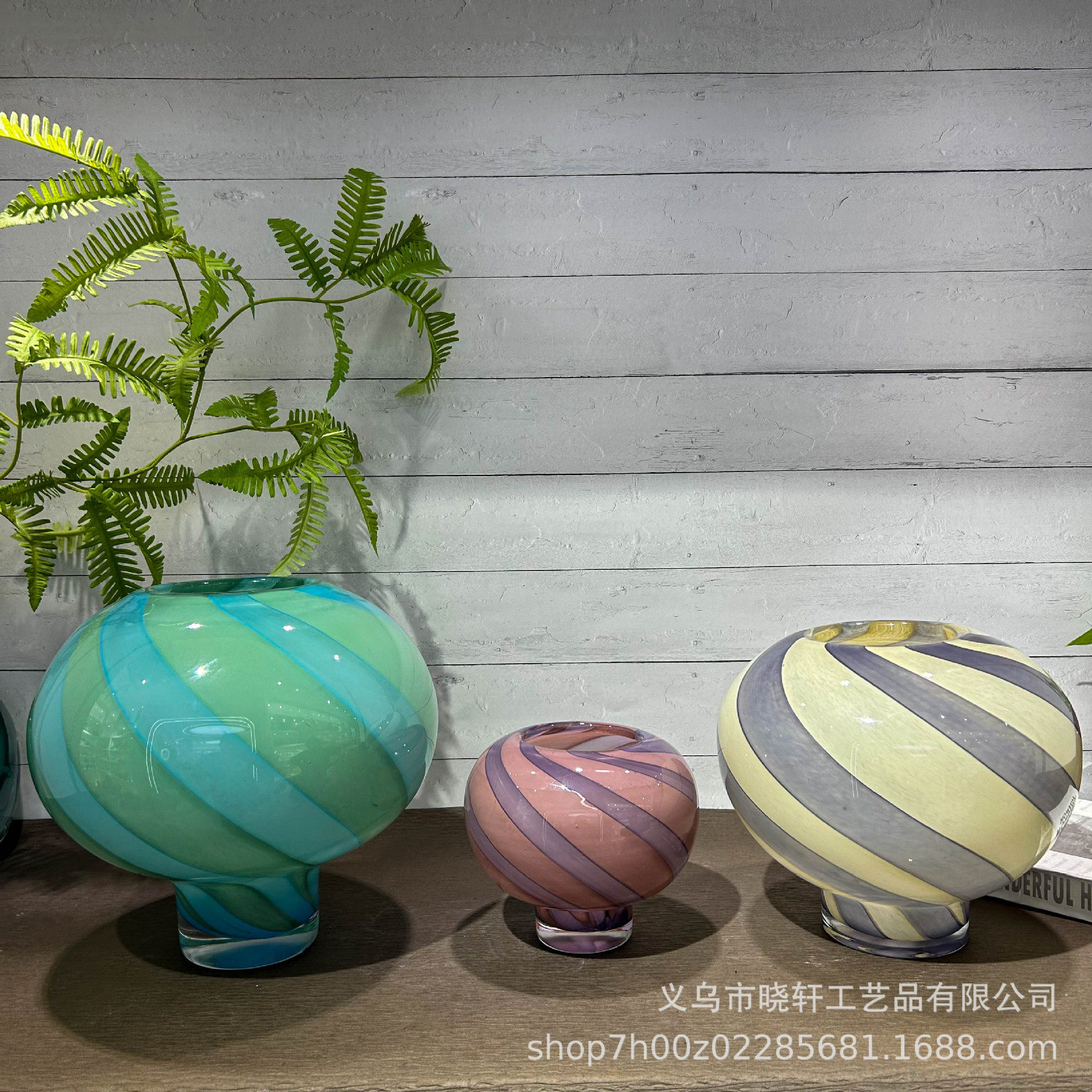 法式中古双拼色螺旋纹圆形花瓶家居高级感小众艺术摆件水培插花器