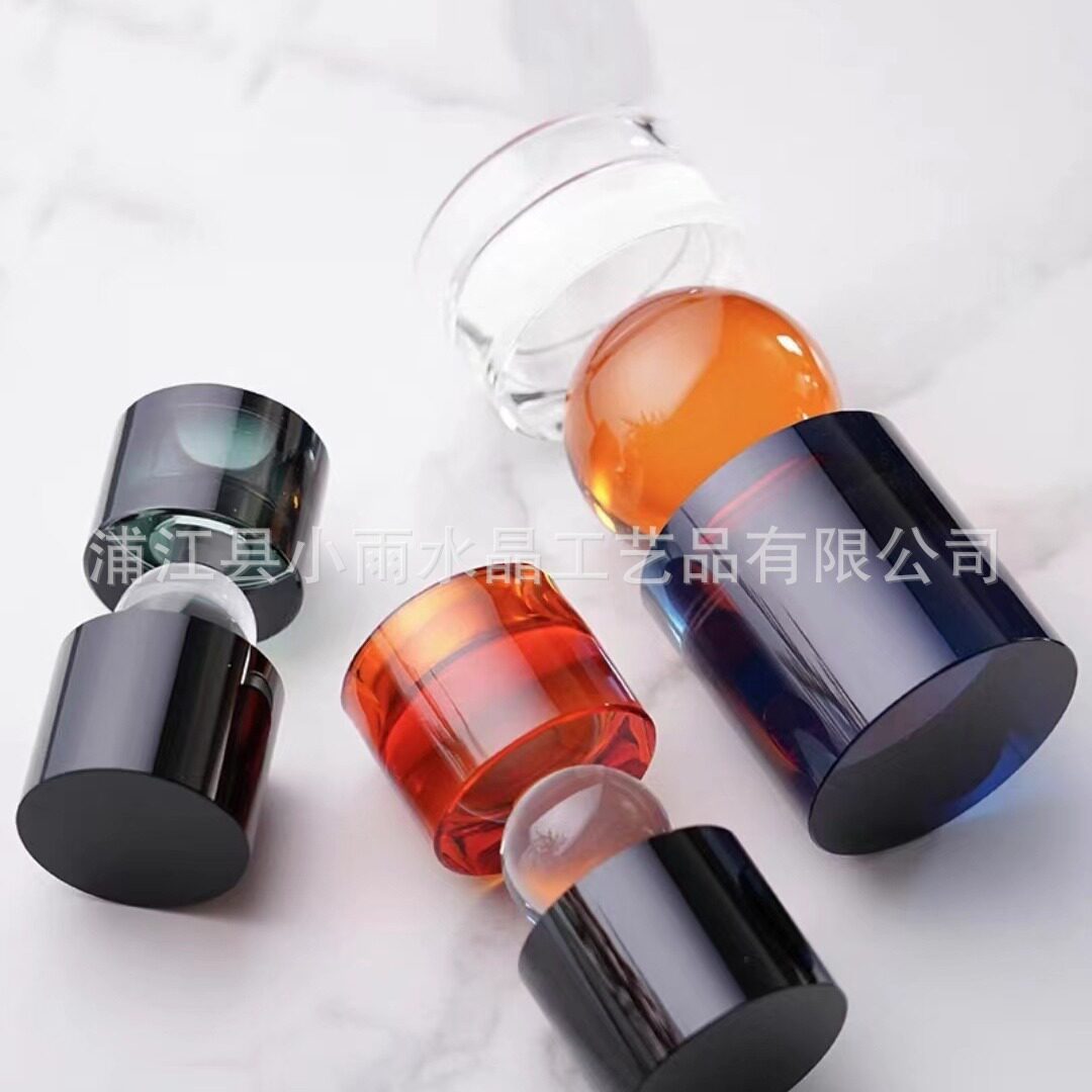 费灵家居彩色水晶玻璃几何北欧烛台现代轻奢浪漫餐桌创意装饰摆件