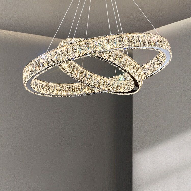 客厅吊灯意式轻奢圆环客厅灯现代简约卧室灯具餐厅大厅高端水晶灯