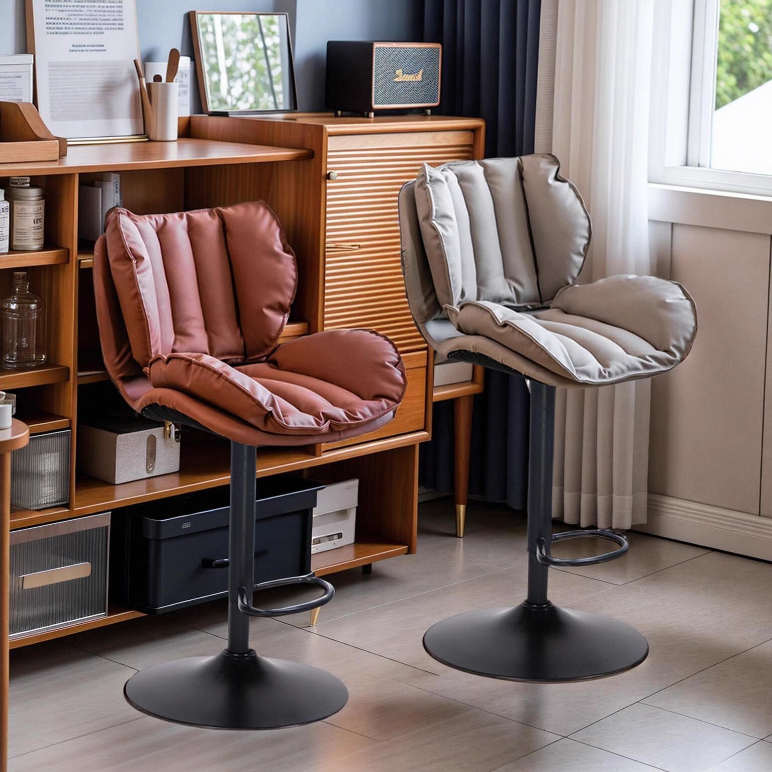 吧台椅家用轻奢不锈钢高脚凳升降旋转酒吧椅高吧椅子靠背吧台凳,电子元器件市场,电线扎带/束线带,淘宝优惠券,粉丝福利购,淘宝优惠卷