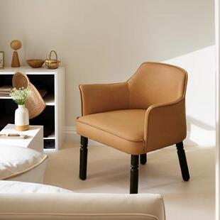 北欧现代单人沙发椅客厅阳台懒人休闲椅接待实木休息区洽谈接待椅