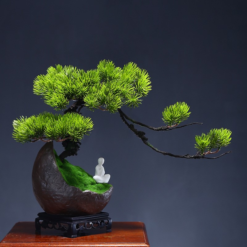 创意仿真植物迎客松配件造景花瓶插花装饰品松针崖柏树枝假花摆件