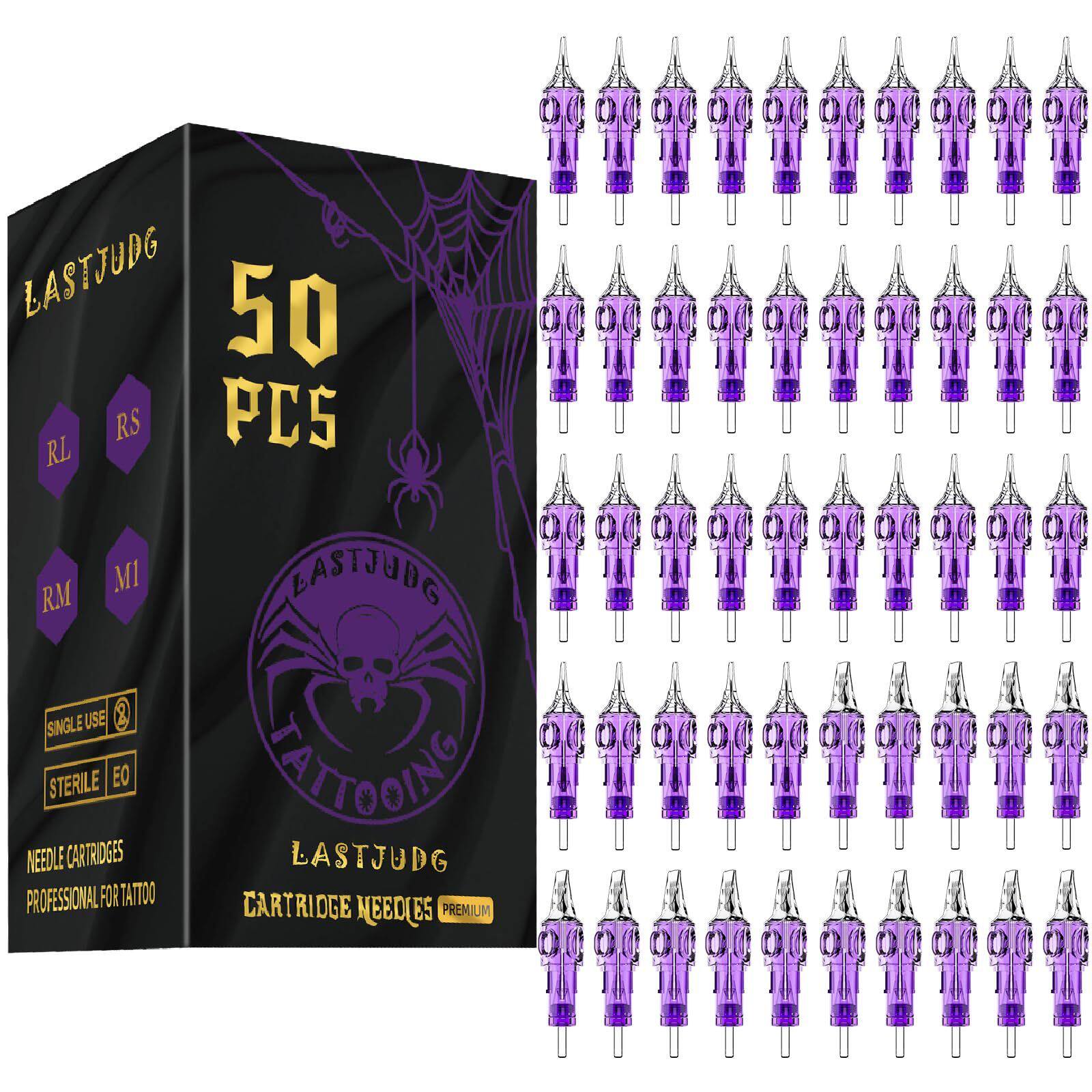 紫蜘蛛一体针 纹身一体针纹绣针 316材质纹身器材 纹身针五十只装