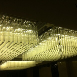 喜来灯供应酒店工程吊灯楼梯口梅花玻璃棒方形吸顶灯FBD082超亮