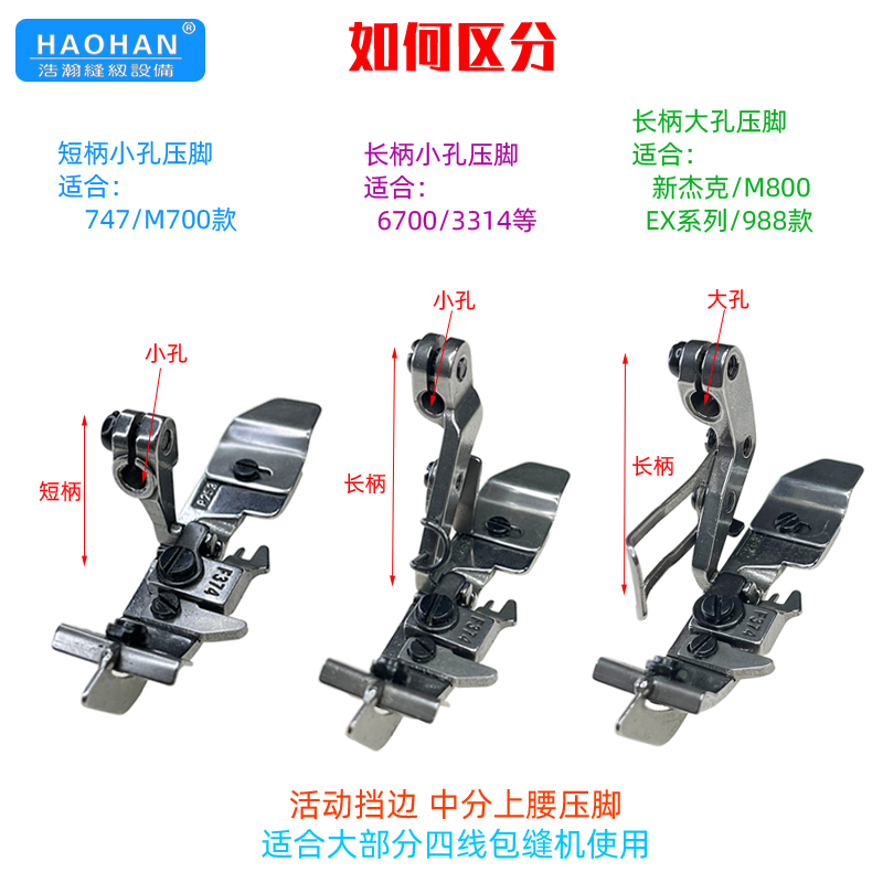 四线锁边机止口压脚M800 EX中分衣领拷边机定规挡边包缝可调靠山