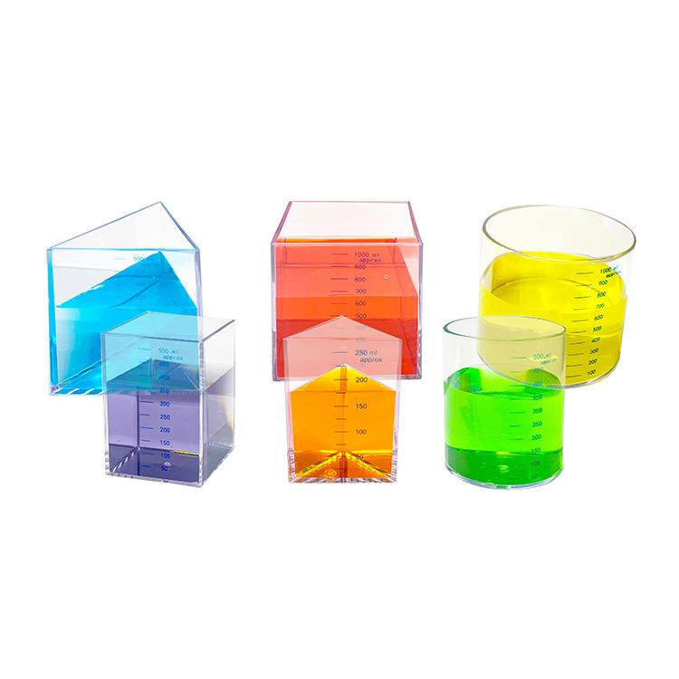 厂家直售幼儿园科学易智教具量具套装PC量杯守恒量具250-1000ML