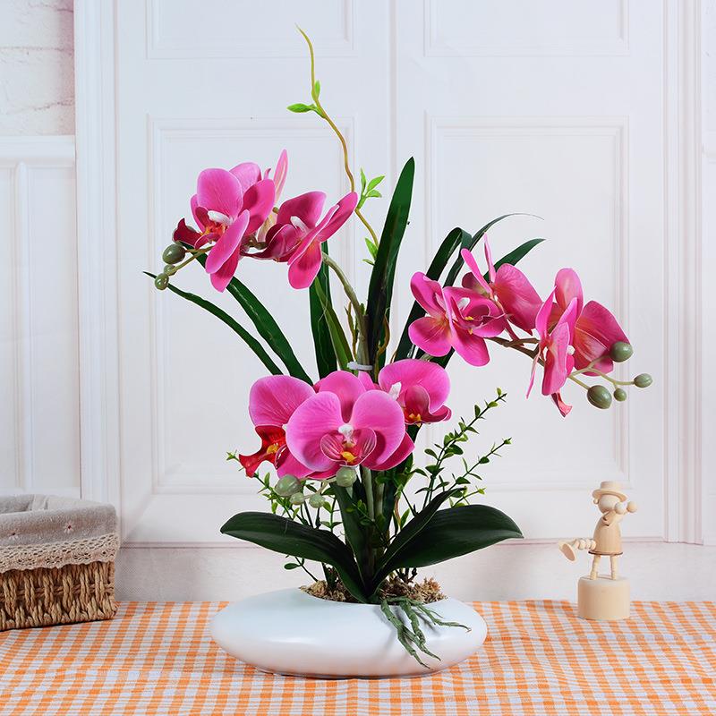厂家直销蝴蝶兰仿真花假花盆栽绿植陶瓷盆景家居装饰客厅兰花摆设