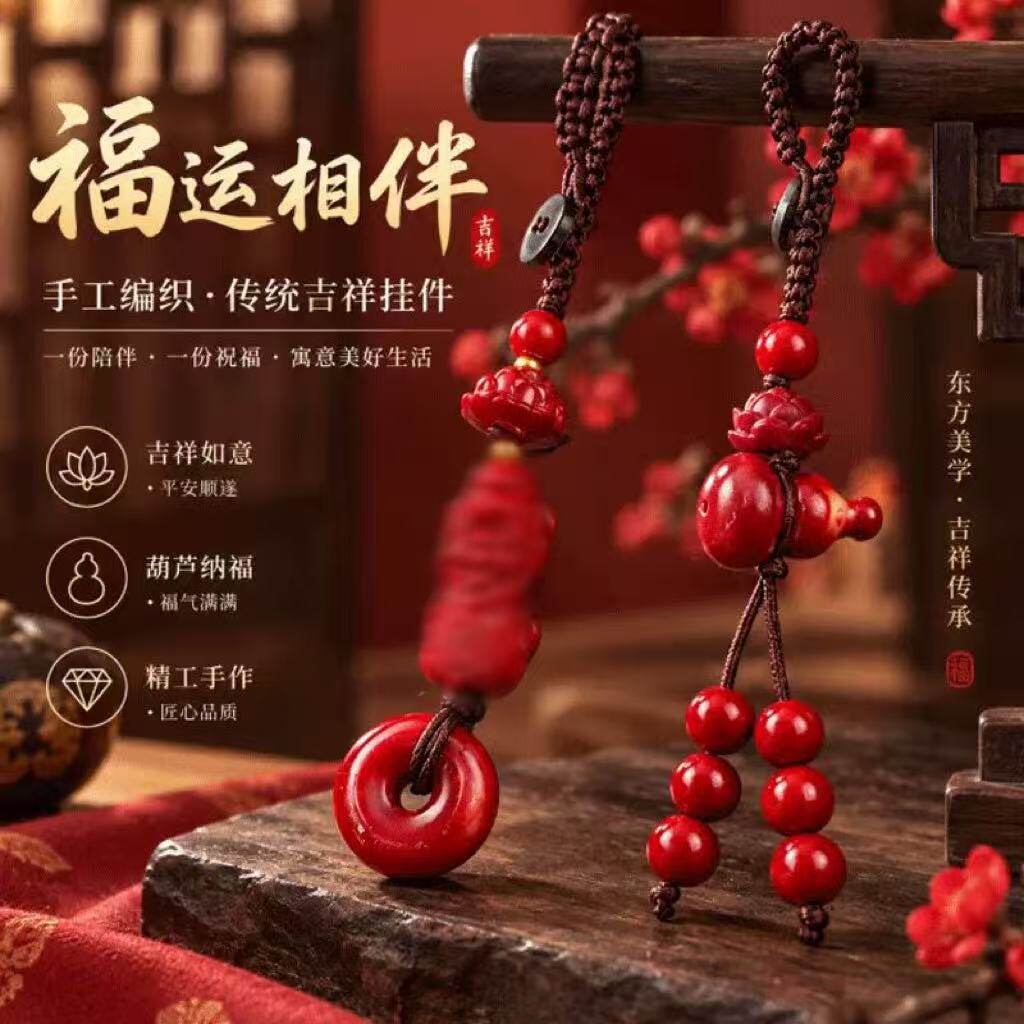 【大师傅推荐】红砂莲花貔貅钥匙扣男女款汽车挂件平安扣挂饰