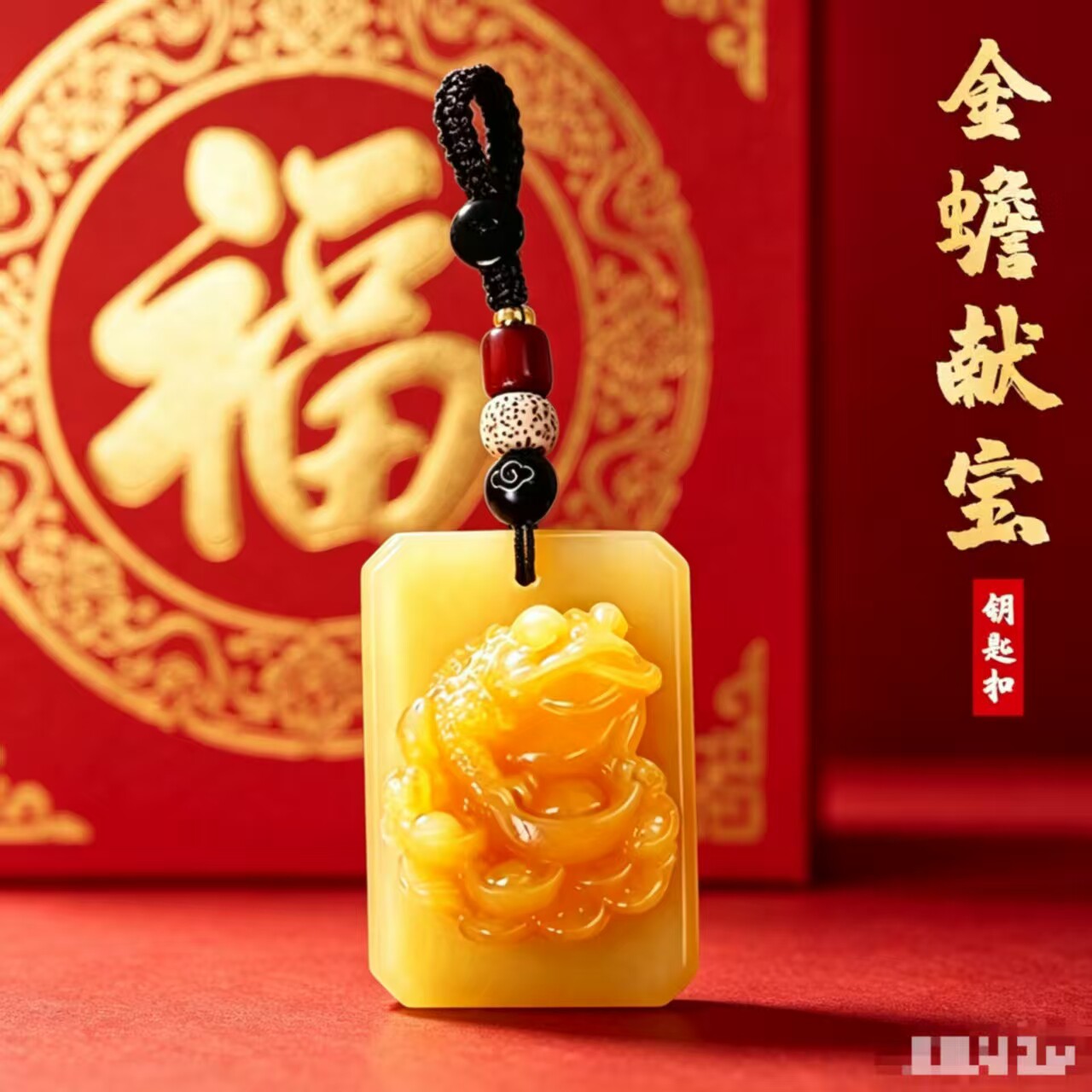 【老师傅设计】精美手作金蟾献宝钥匙扣男女甄选内饰用品挂件