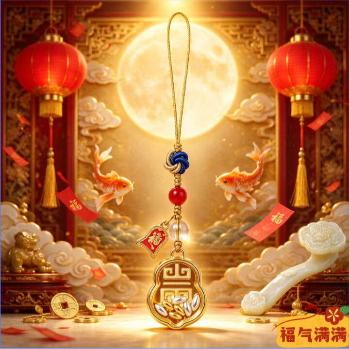 【七粒米招财纳福】文艺小众精编挂绳福禄吉祥钥匙扣