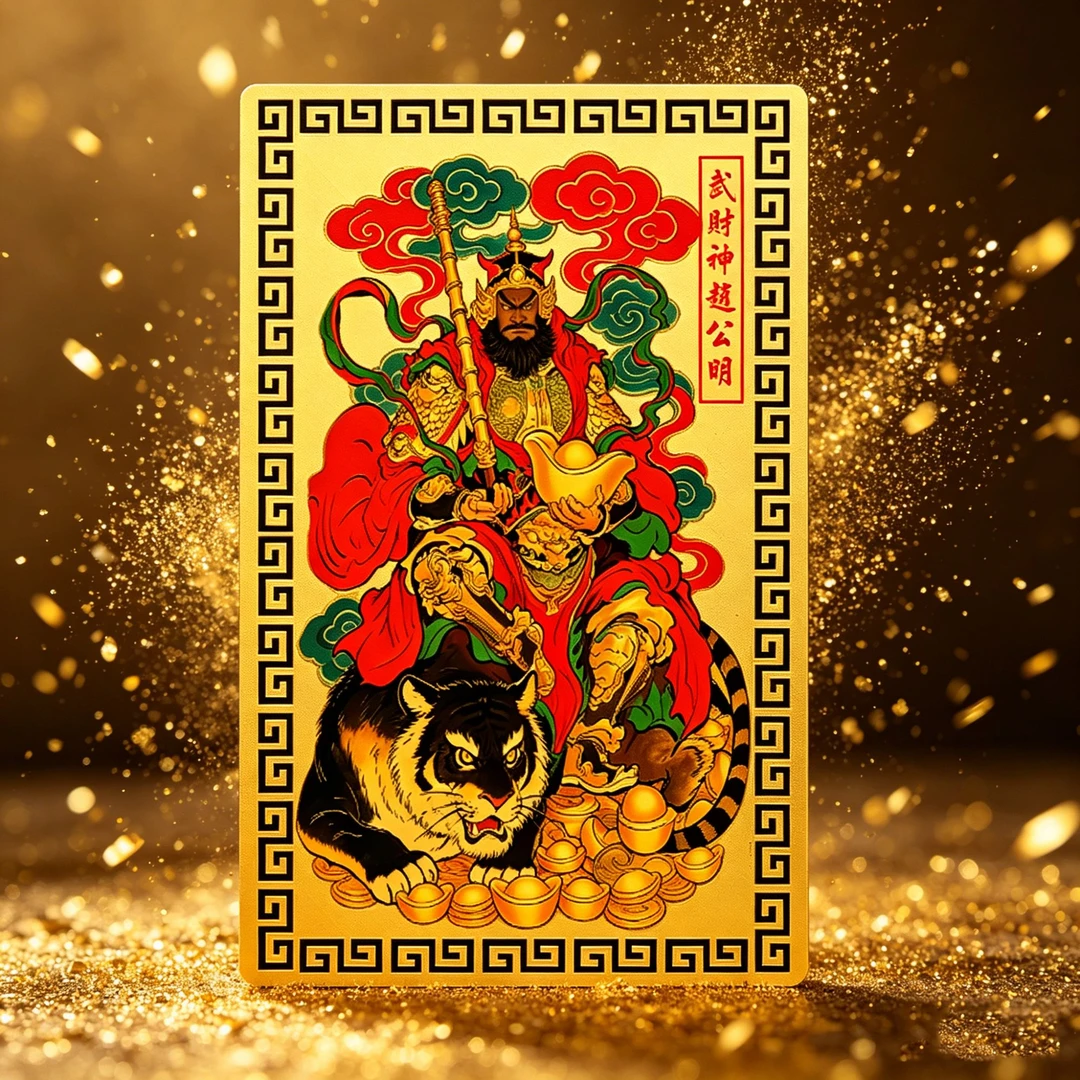 丙午马年武财神赵公明金卡贴纸