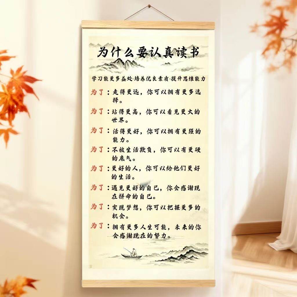 老师推荐【为什么认真读书】少年励志书房客厅卧室激励孩子挂画