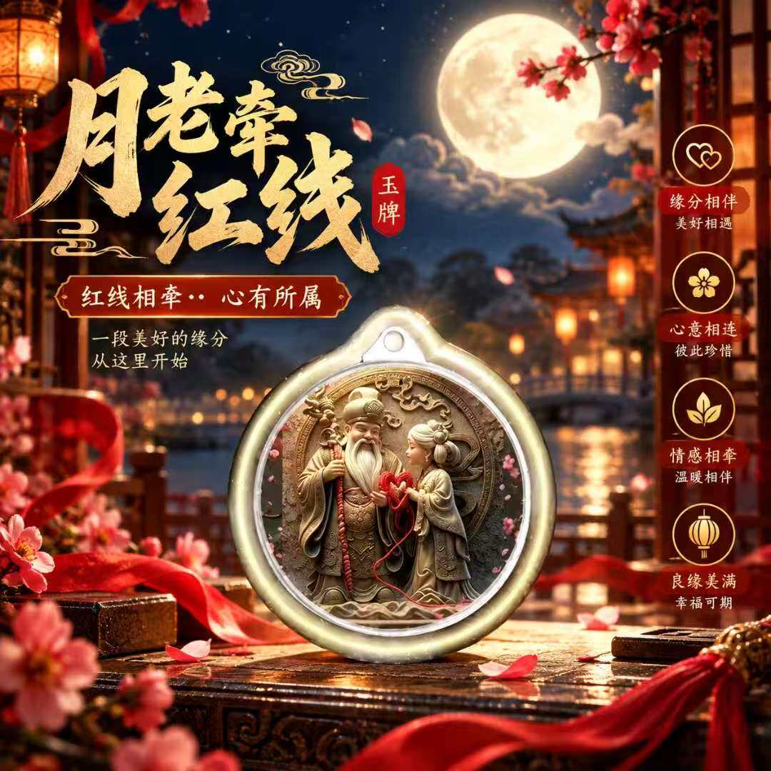 臻品.月老牵线桃花旺姻缘男女同款随身钥匙扣挂件