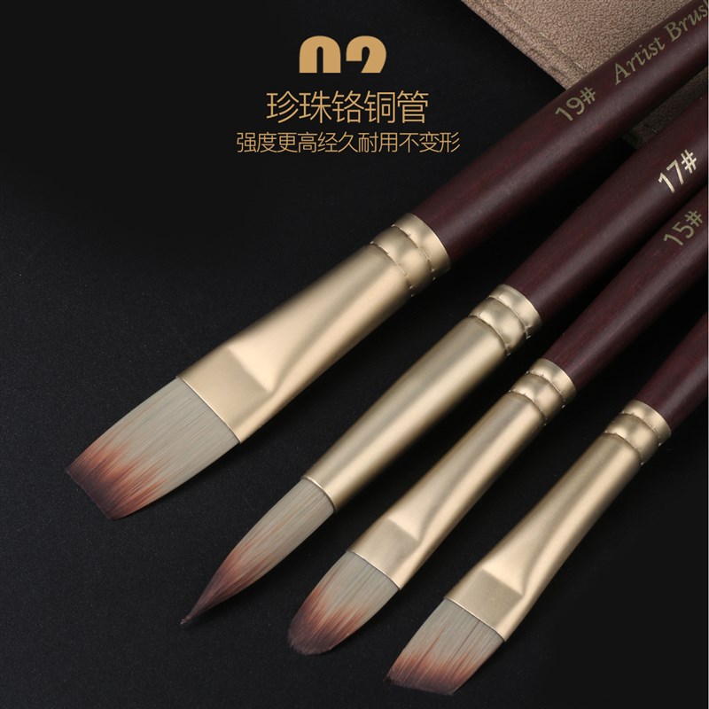 乔尔乔内水彩画笔套装圆头扁头刷子刮刀油画丙烯水粉便携24件套装