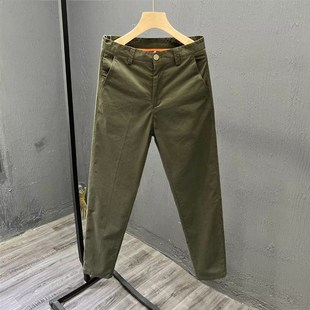 夏季男士白色九分裤棉质舒适休闲裤修身英伦男款商务长裤薄款裤子